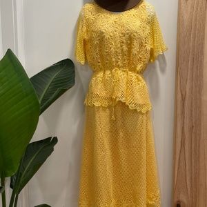 Vintage Handmade Crochet Shirt/ Skirt Set *Lined